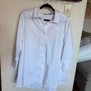 Martha Stewart White Long-Sleeve Casual Button-Down Shirt